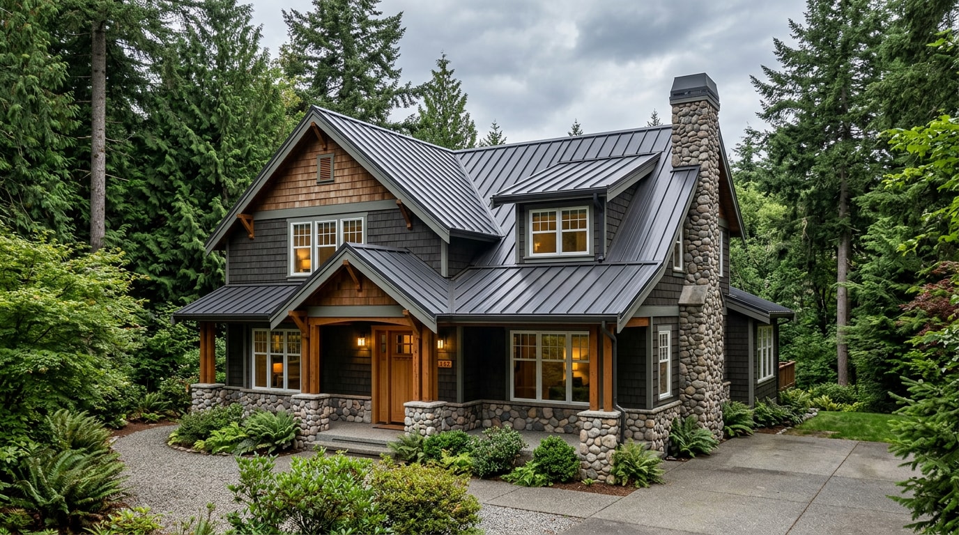 Finished standing seam metal roof on a McMinnville, Oregon home Finished standing seam metal roof on a McMinnville, Oregon home
