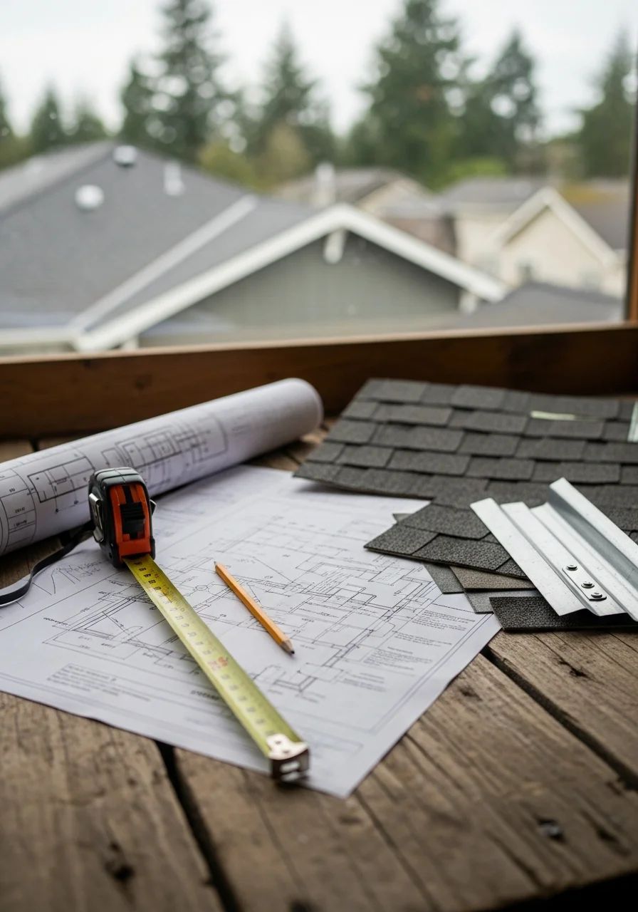 Contractor team reviewing project specifications at a Tigard residential site.